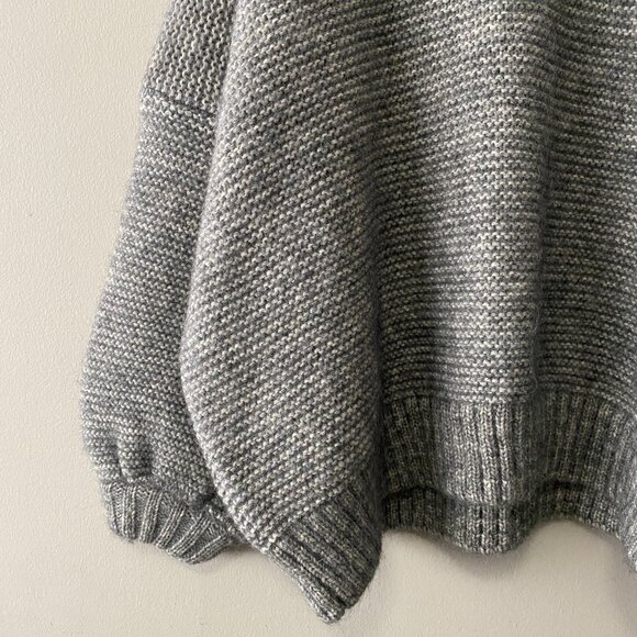 NWT ATUKO Alpaca Merino Cotton Chunky Drop Shoulder Oversized Sweater Grey - Picture 7 of 15